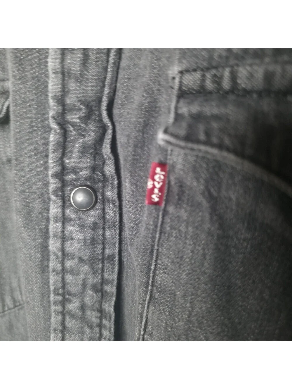 Levi's Men's XXL Black Denim Western Shirt Pearl Snap Standard Fit Red Tab